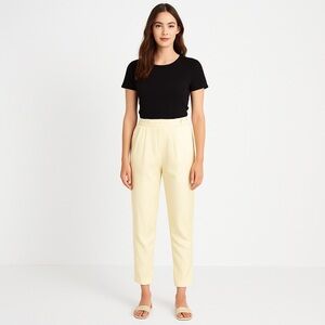 Vintage Bobbie Burns 100% Silk Pants | High Waist Pleated Butter Yellow